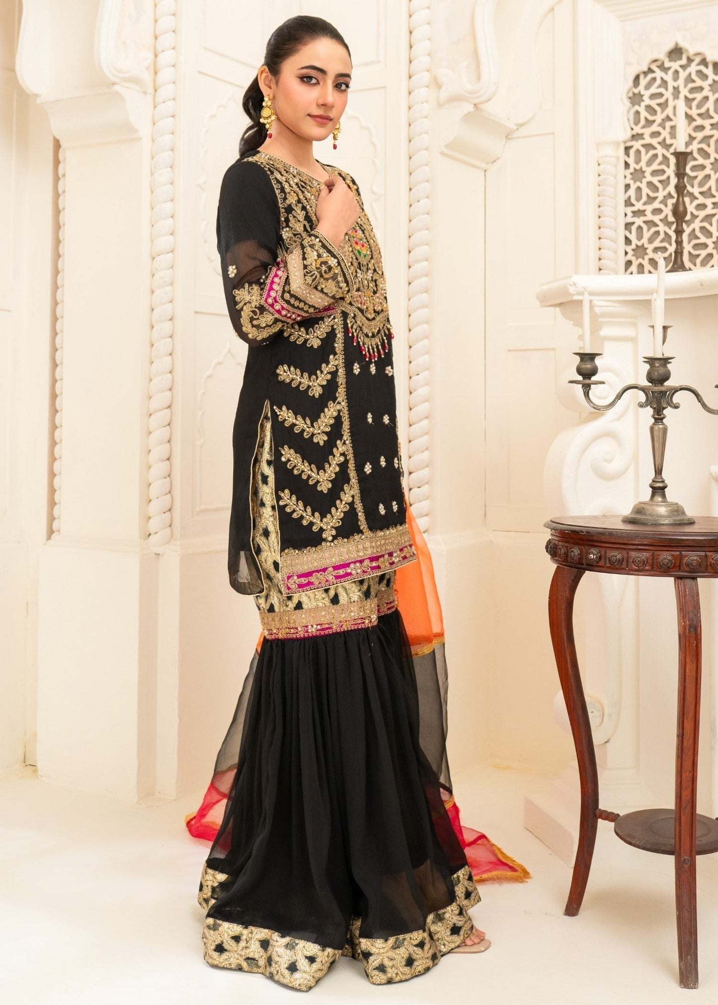 Dur-e-Fishan Luxe Gharara – Midnight Majesty