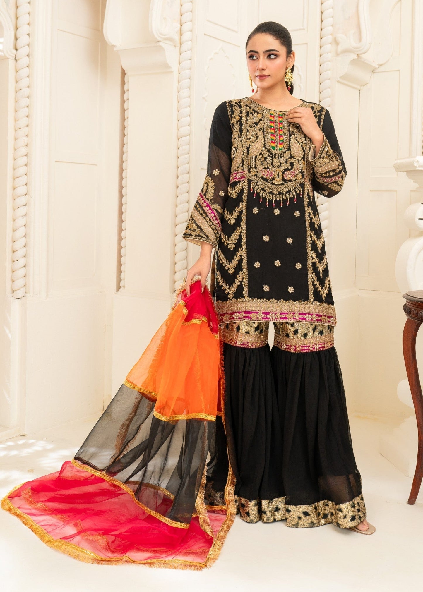 Dur-e-Fishan Luxe Gharara – Midnight Majesty